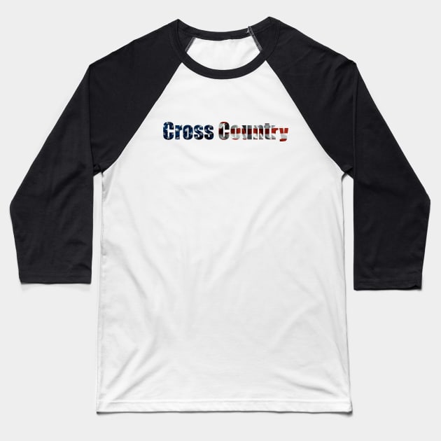 American Flag Cross Country Baseball T-Shirt by AdventureFinder